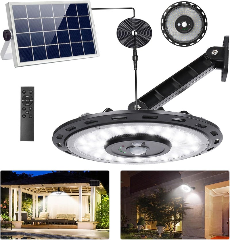 INDARUN Solar Shed Light Indoor Outdoor, Solar Motion Lights with 5 Modes, Up to 3000LM, Waterproof Pendant Barn Lights for Porch, Chicken Coop, Garage, Gazebo Lighting - Image 1